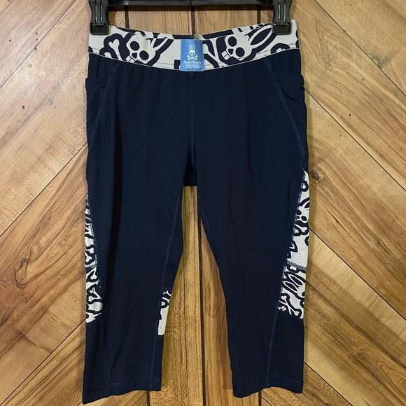 Psycho Bunny Women’s XS Blue And White Logo Print Leggings GUC - Picture 3 of 10